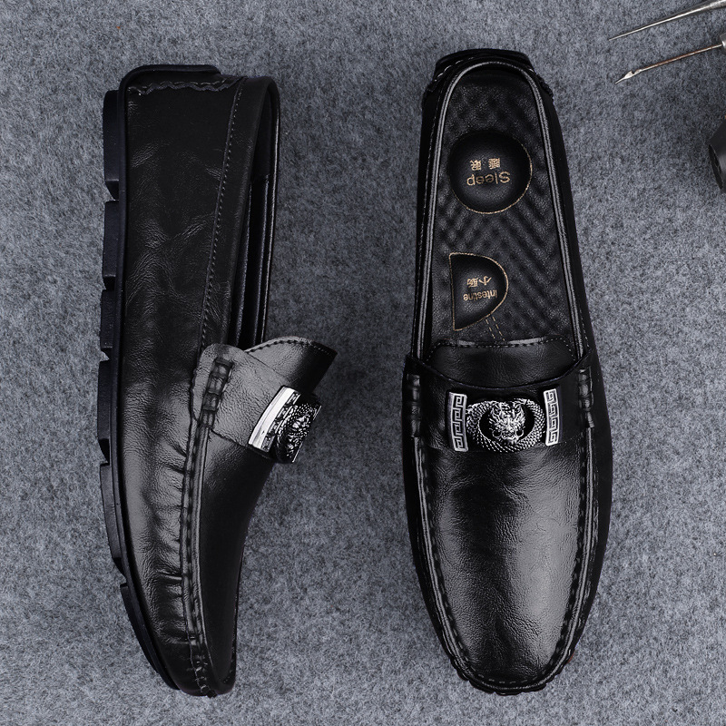 Zapatos Bean de estilo explosivo para hombres de cuero de vaca transfronterizo de alta calidad coreano de un pie zapatos para hombres perezosos zapatos casuales Lefour