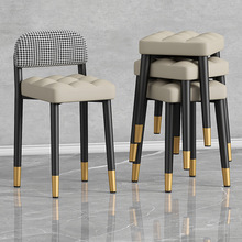 板凳家用凳子轻奢靠小矮凳背餐桌凳餐椅子简约现代圆结实耐用方凳