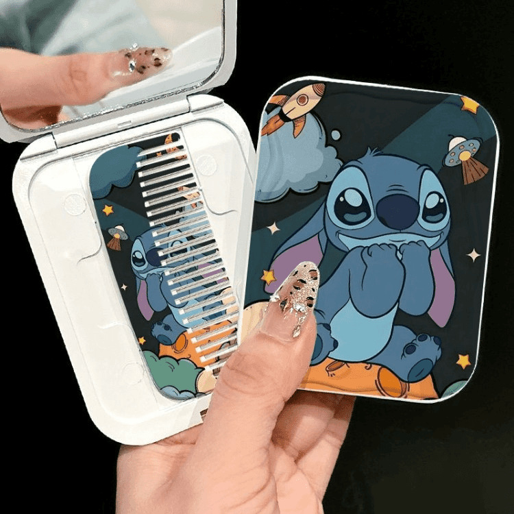 Cute gato pequeño espejo de dibujos animados espejo de maquillaje portátil alto valor facial estudiante de mano plegable espejo de maquillaje mujer