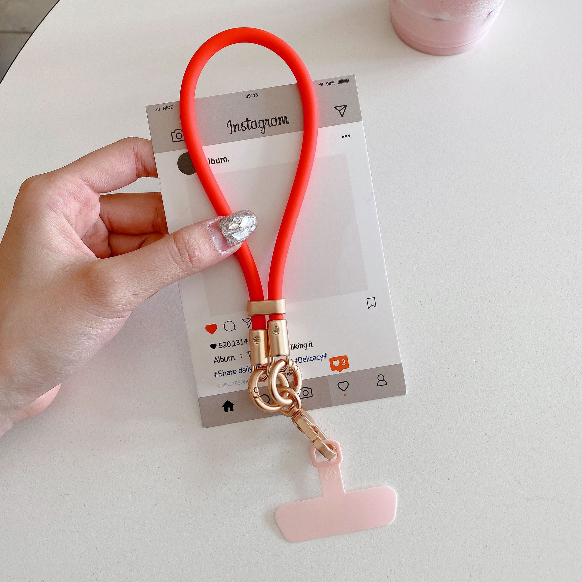 Silicona líquida cordón corto para teléfono móvil junta pulsera corta funda para teléfono móvil anti-pérdida para exteriores cadena de muñeca cuerda corta