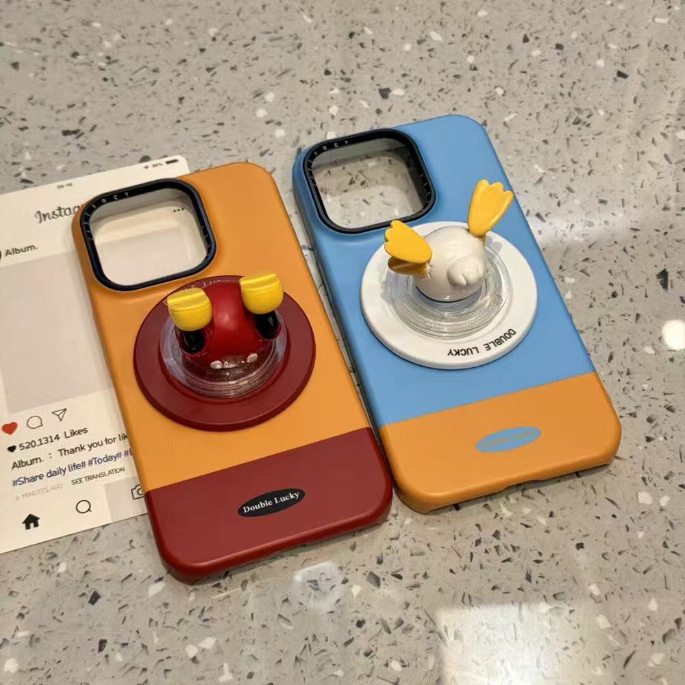 Color de empalme pato trasero soporte de succión magnética para iPhone 15 funda para teléfono móvil 16ProMax Apple 14 pareja 13 duro