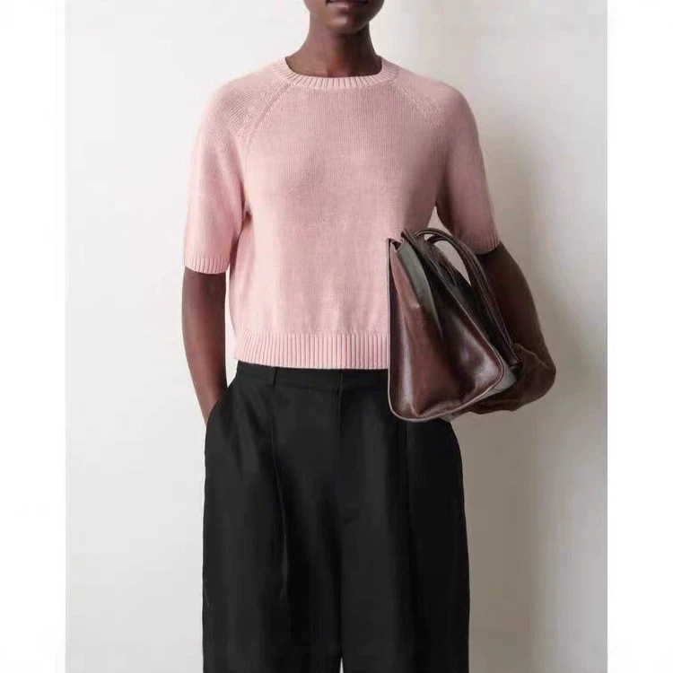 Cs26 New Summer Style Ribbed Round Neck Raglan Short-Sleeved Knitwear Standard Fit Linen T-Shirt 1331965001 Cs26 New Summer Style Ribbed Round Neck Raglan Short-Sleeved Knitwear Standard Fit Linen T-Shirt 1331965001