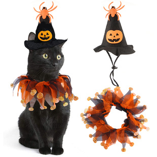 Halloween hat scarf set skull pattern cat Cape hat set accessories