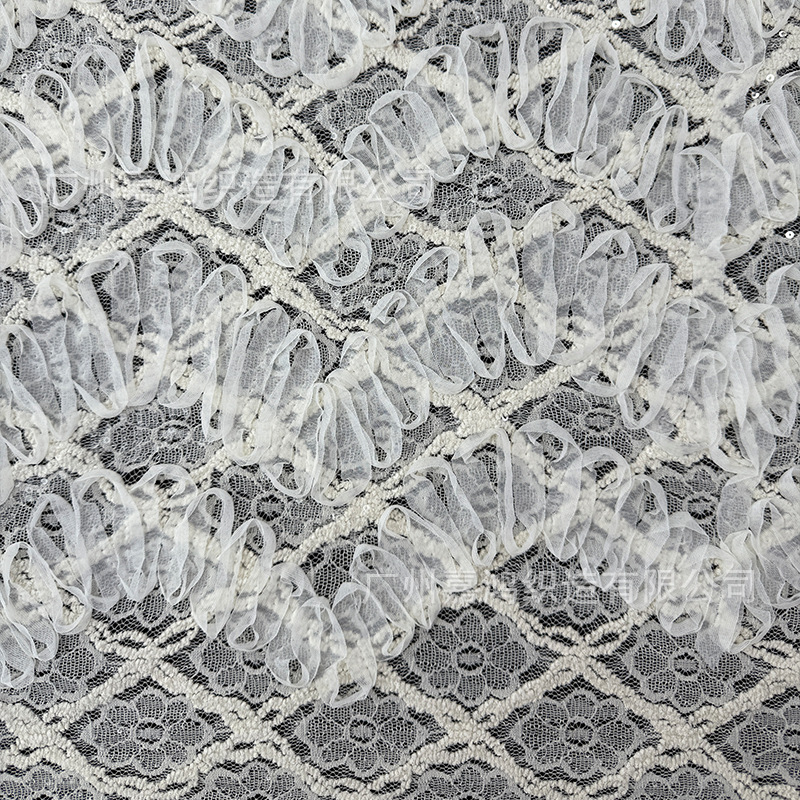 Tejido de encaje de bordado, fábrica de tela de encaje de color múltiple, tela de decoración de ropa de mujer opcional