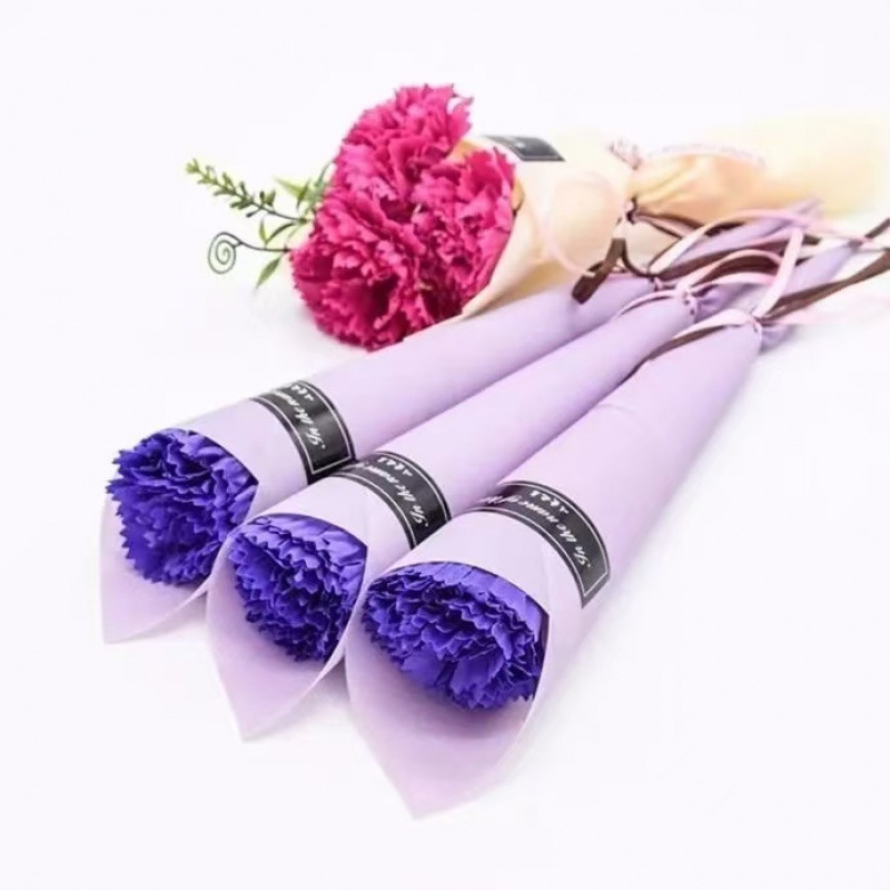 Flor artificial, clavel, ramo único, flor de jabón, venta al por mayor, regalos del día de la madre, promoción de la tienda, promoción de productos transfronterizos