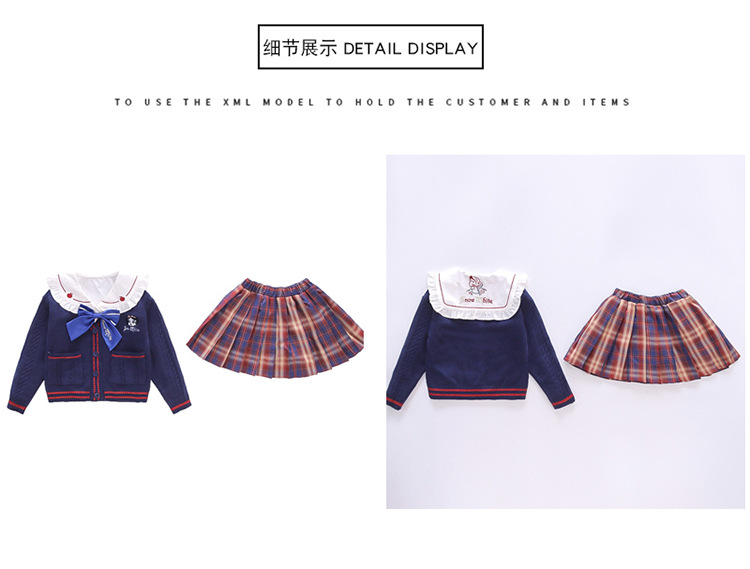Niña otoño vestido 2022 nuevo niño aire chic suéter overfalda otoño bebé JK uniforme set pic 17