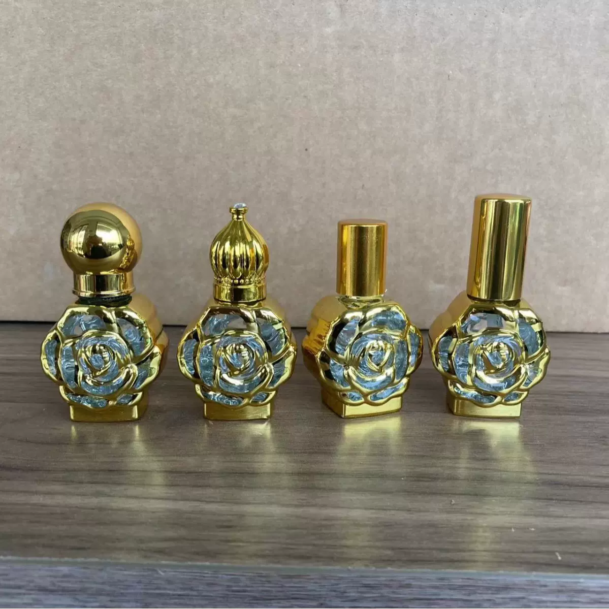 现货高档玻璃电镀烫金滚珠分装瓶便携旅行小样喷雾香水分装精油瓶