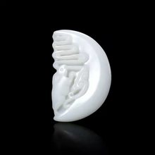 批发新疆和田玉镂空梳子吊坠挂件玉石 玉兔奔月玉佩项坠古风宫绦