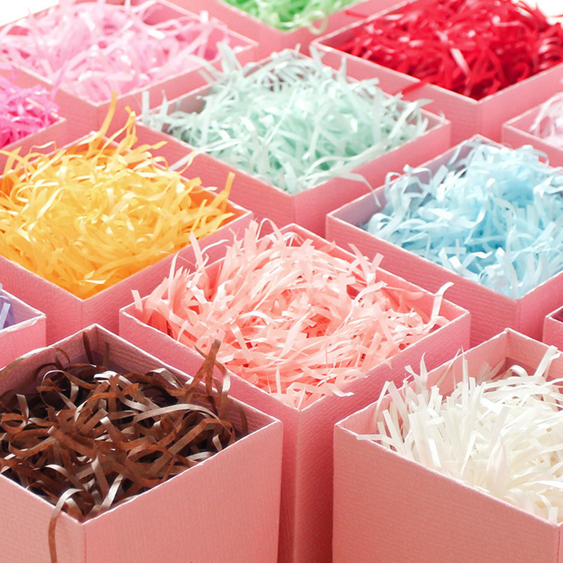 Filler Material Raffia Grass Gift Auxiliary Packaging Colored Shredded Paper Wholesale Lining Gift Box Colored Filler Material