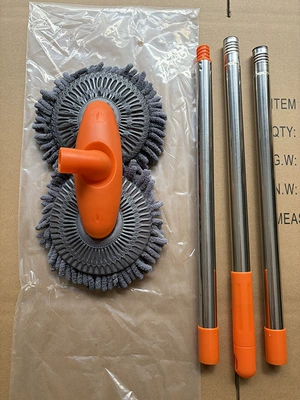 Factory Direct Sale Car Wash Mop, Rotating Soft Bristle Brush That Won'T Damage the Car, Long Handle Car Brush, Car Cleaning Supplies, Car Wiping Tools (Car cleaning tools) - orange-double-ended-3-section-pole-non-retractable-123cm