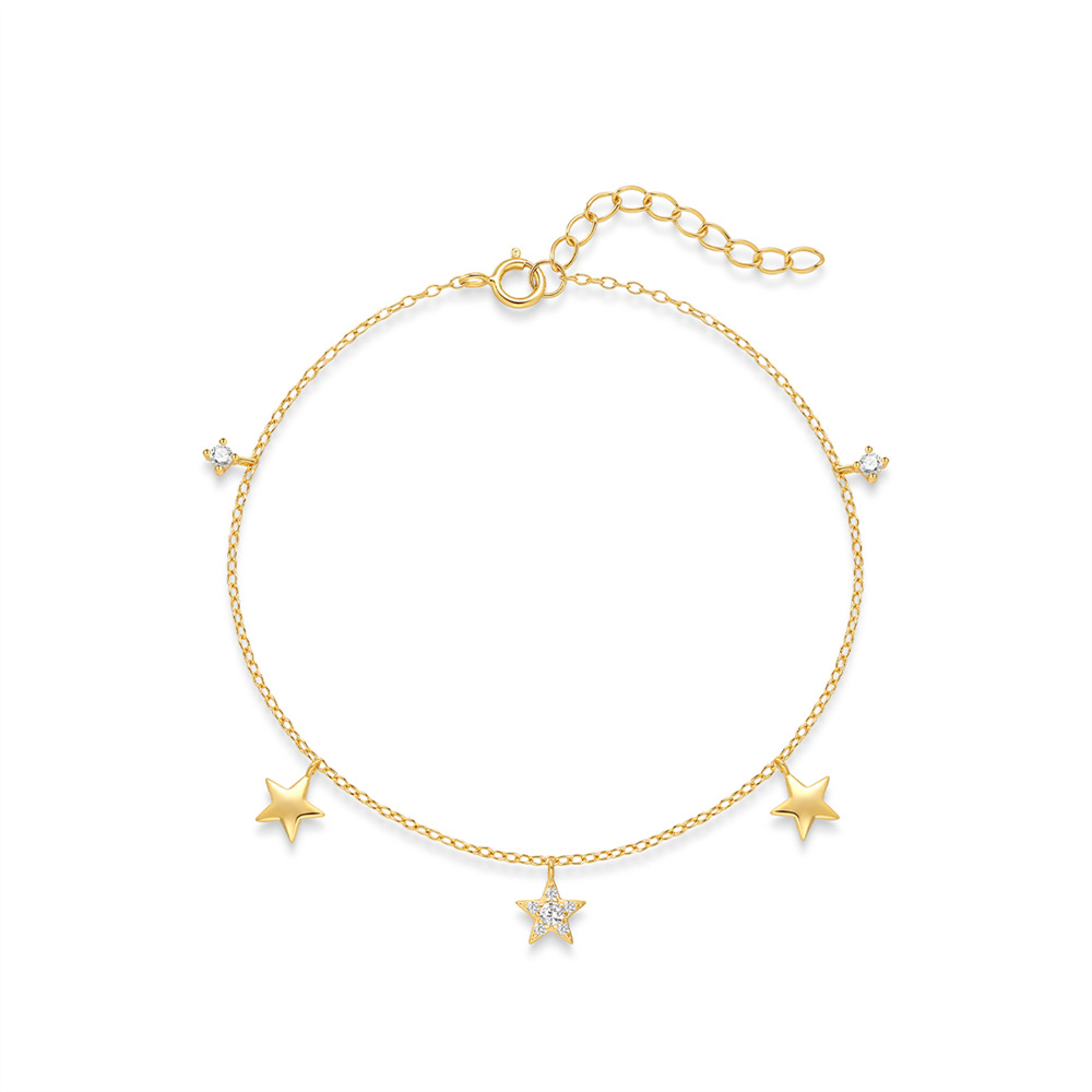 All Seasons Season Women's Gender 1 Piece 925 Sterling Silver Star Zircon 925 Sterling Silver Cable Chain Bracelets