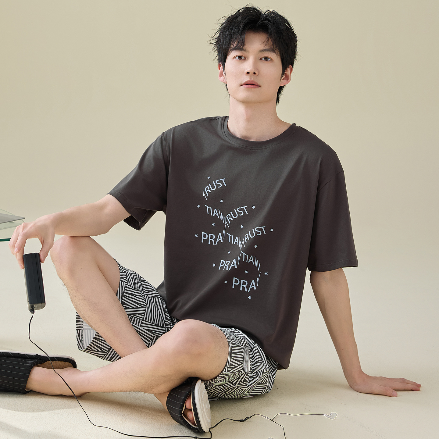 Q-N67488【면 100% 남성 홈웨어】