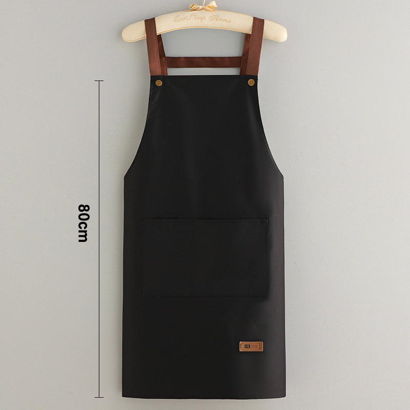 エプロン防水防油ストラップ純色大ポケットキッチン料理レストラン家庭用男女作業服カスタムロゴ|undefined