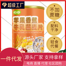 现货代发苹果香蕉牛乳燕麦片500克铁罐早餐代餐麦片膳食饱腹