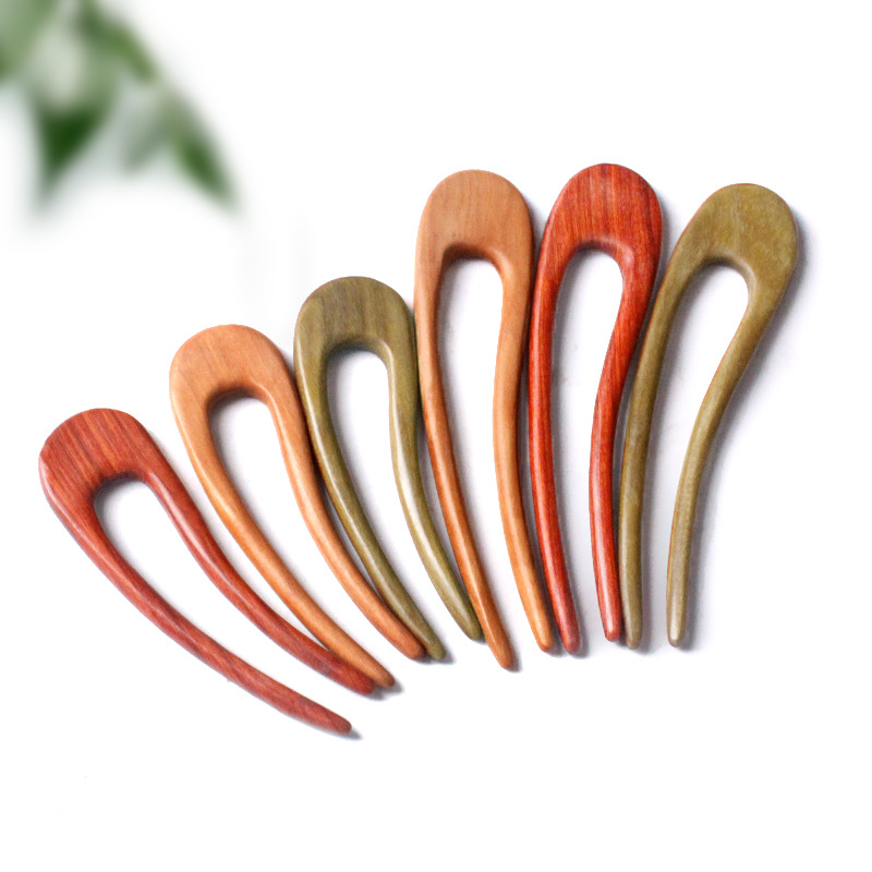 Horquilla de madera de melocotón palillos hechos a mano estilo antiguo ahora simple de alto grado sándalo verde updo accesorios para novia