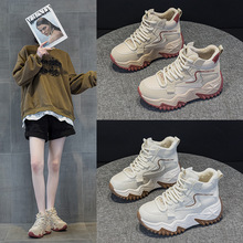 厚底老爹鞋女2025秋冬新款加绒保暖百搭小个子真皮高帮运动休闲鞋