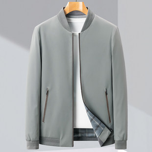 Light Luxury Men's Stand Collar Jacket 2025 Spring and Autum New Style Young and Middle-Aged Men's Casual Simple Jacket Gray