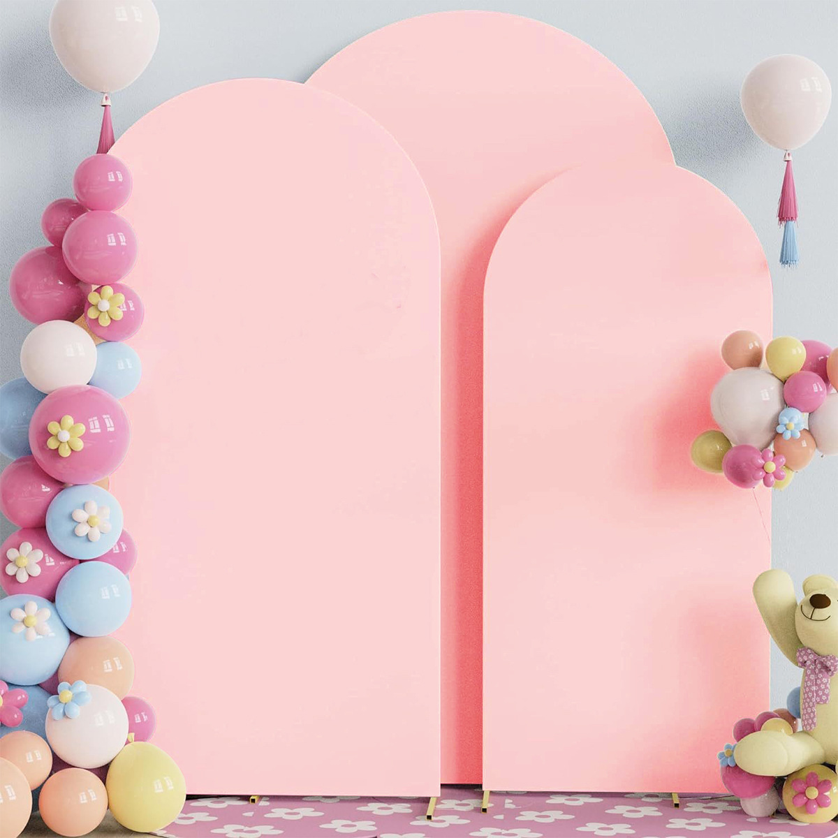 Cubierta de boda de seda de leche transfronteriza decoración cubierta de tela de arco elástico cubierta de fondo de fiesta de cumpleaños cubierta de tela semicircular cubierta protectora