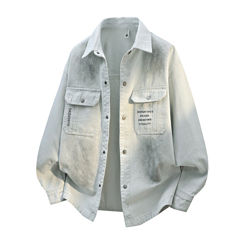 Men's denim shirt jacket, spring 2026 new model, American style jacket, men's turn-down collar, loose fit, trendy and versatile top Men's denim shirt jacket, spring 2026 new model, American style jacket, men's turn-down collar, loose fit, trendy and versatile top