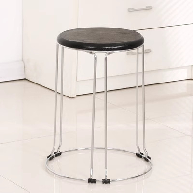 Taburetes redondos de madera sólida taburetes de acero inoxidable taburetes caseros apilables taburetes de hierro forjado dormitorio taburetes de comedor para adultos