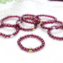 New Internet celebrity live broadcast with the same natural wine red garnet ring round bead finger 14K gold bead index finger ring women's stone