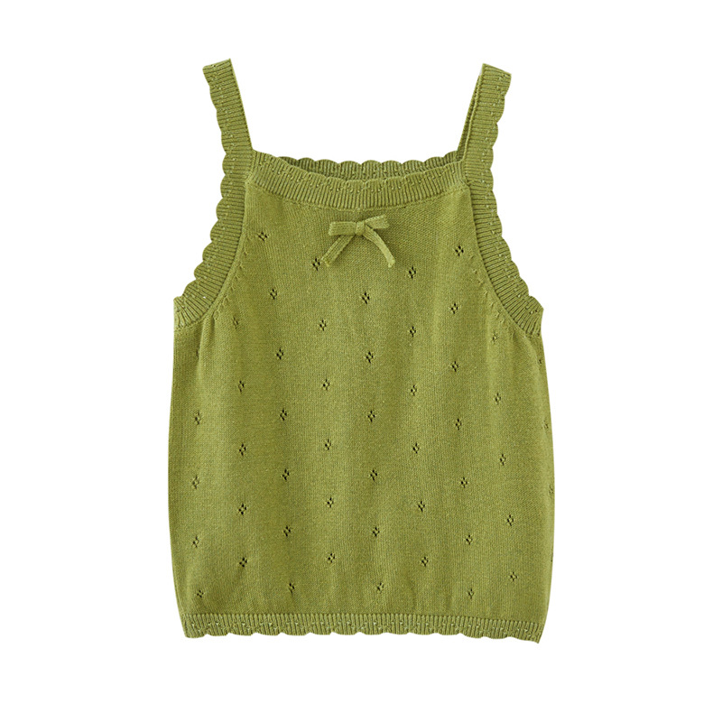 Chaleco de punto para niñas huecas con tirantes Chaleco de bebé para niños de algodón fino de verano para niños con falda tutu al por mayor