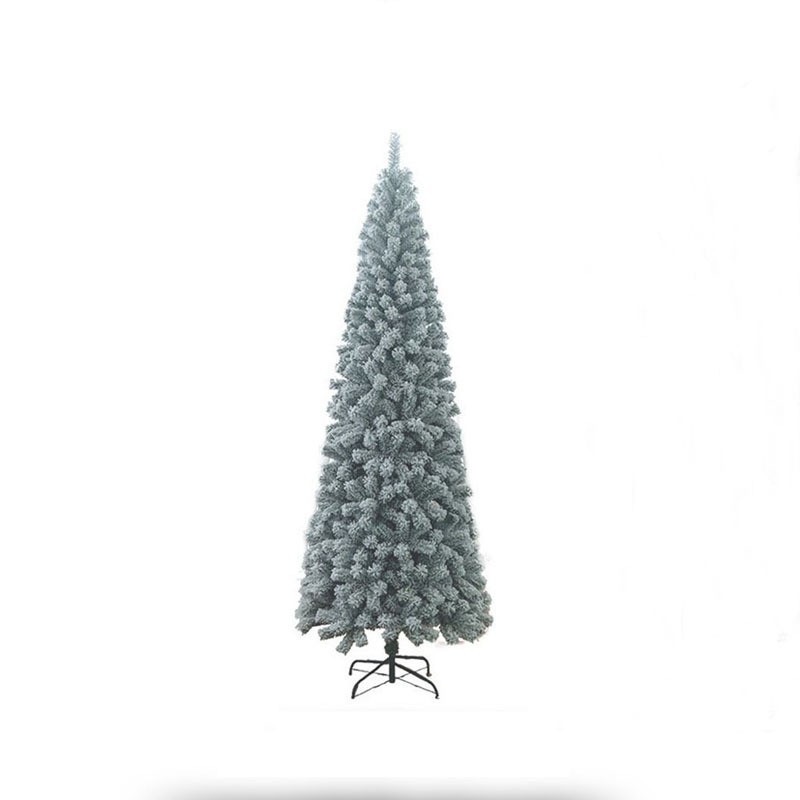 Nueva decoración navideña transfronteriza, árbol de Navidad de PVC realista para hotel, de pie, flocado, con diseño de lápiz, plegable, venta al por mayor de fábrica.