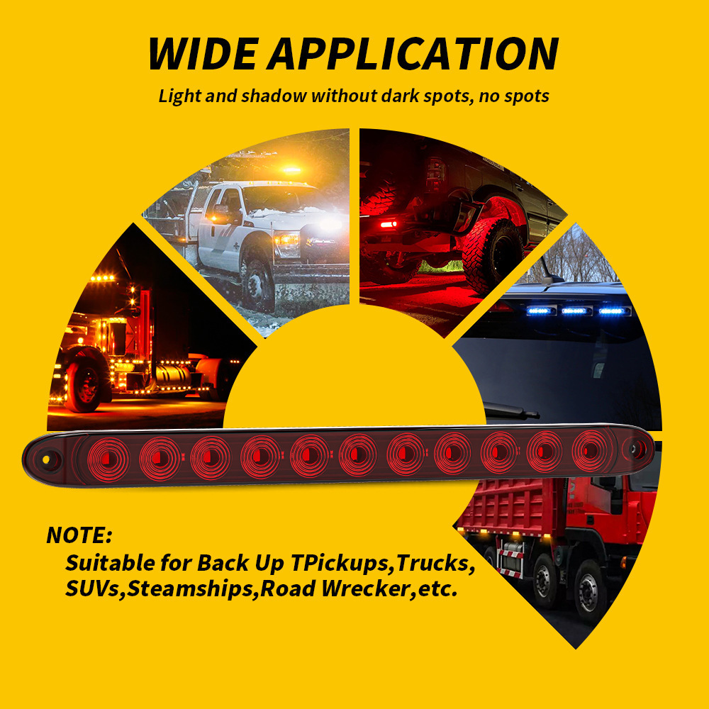 Suitable for Truck Tail Lights 11Led High Brake Lights 12V Turn Signal Lights Modified Long Tail Lights Red Light