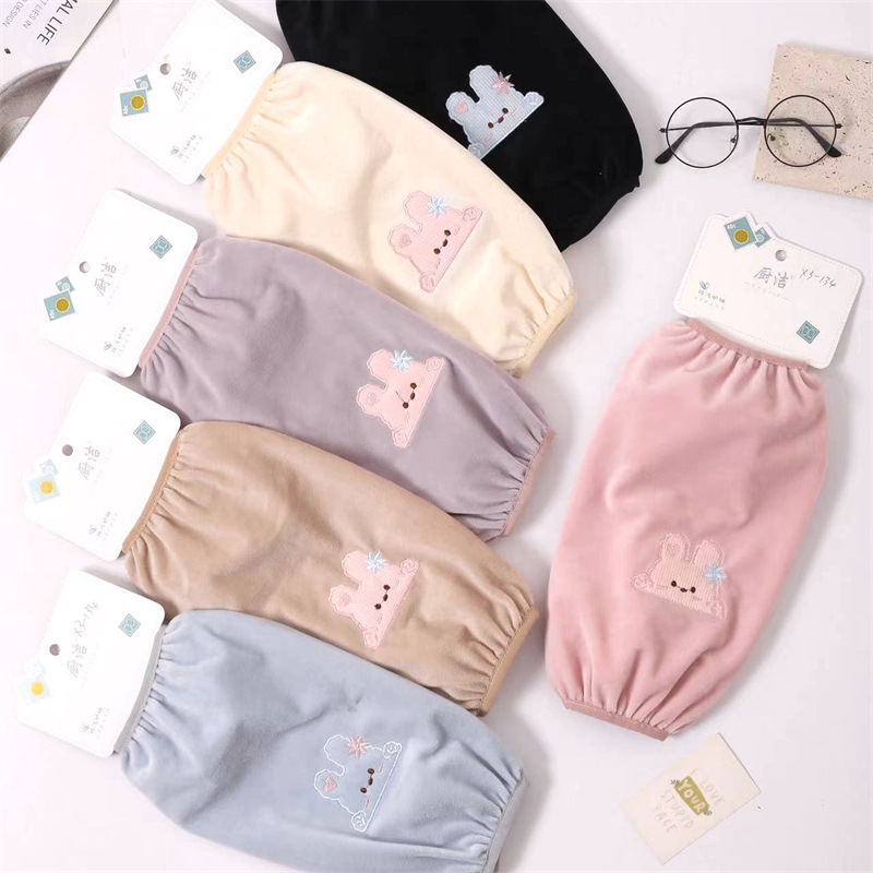 Franela impermeable bordada cocina del bebé de los hombres de las mujeres largo oversleeve mangas de la mano de los niños al por mayor estudiante Otoño e Invierno