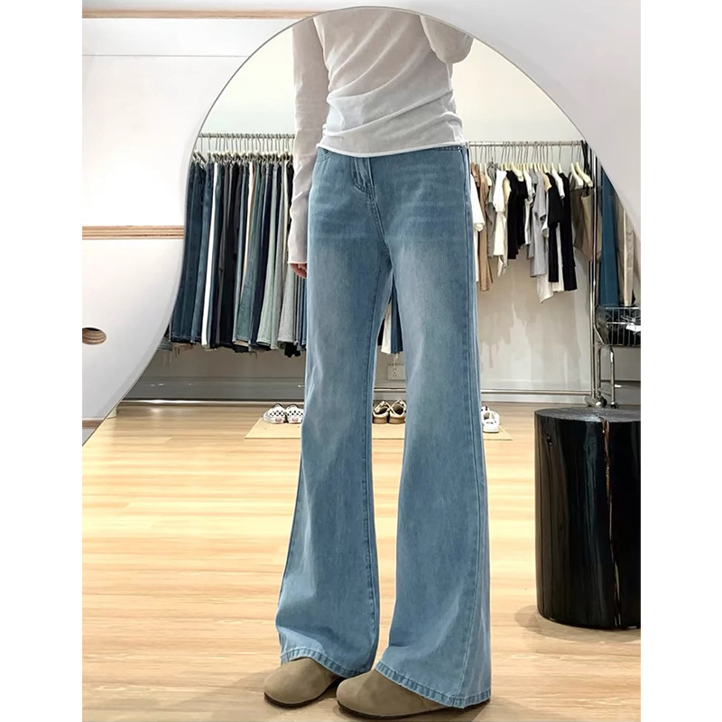 Plus-Size Vintage Stretch Flared Jeans for Women, Summer High-Waisted Slimming Straight-Leg Bootcut Pants for Pear-Shaped Figures