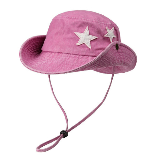 Premium Washed Denim Water-Resistant Starfish Fisherman Hat for Women Summer Sunshade Hat Couple Outdoor Camping Button Hat