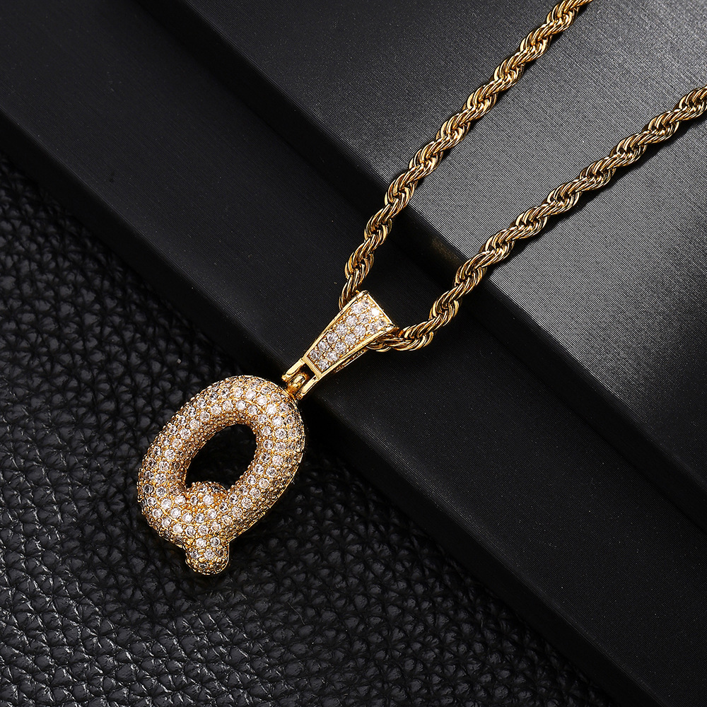 Nuevo cross-border 26 letras inglesas colgantes collares de bronce y piedra collares de moda simplista para hombres y mujeres