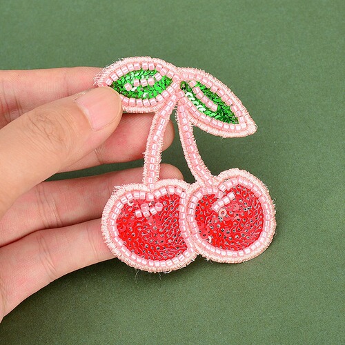 3D wire handmade beaded sparkly colored flowers cherry fabric patch fashion headband shoe flower bag accessory