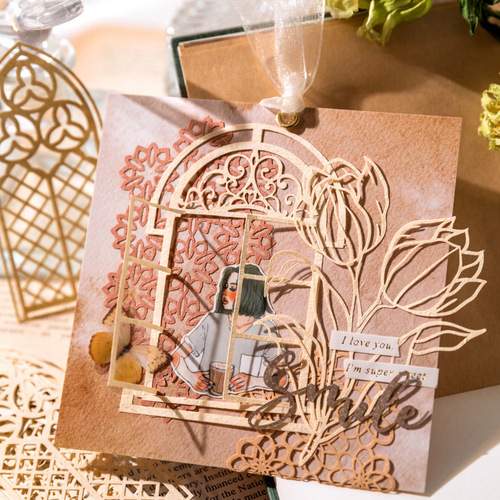 Momo Material Paper Lace Melody Series Vintage Embossed Pattern Collage DIY Journal Base Decoration 6 Styles