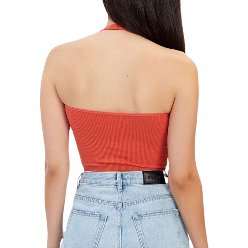 Amazon Европейский и американский недоуздок бодибилдинг нижнее белье Фитнес Йога V-образным вырезом без спинки жилет нить карамельного цвета