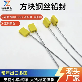 方块钢丝铅封一次性抽紧式施封锁带编号防伪防拆钢丝封签方块铅封