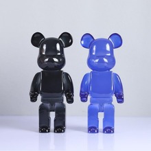 简约现代黑色透明树脂暴力熊潮流手办公仔 客厅样板间儿童房摆件