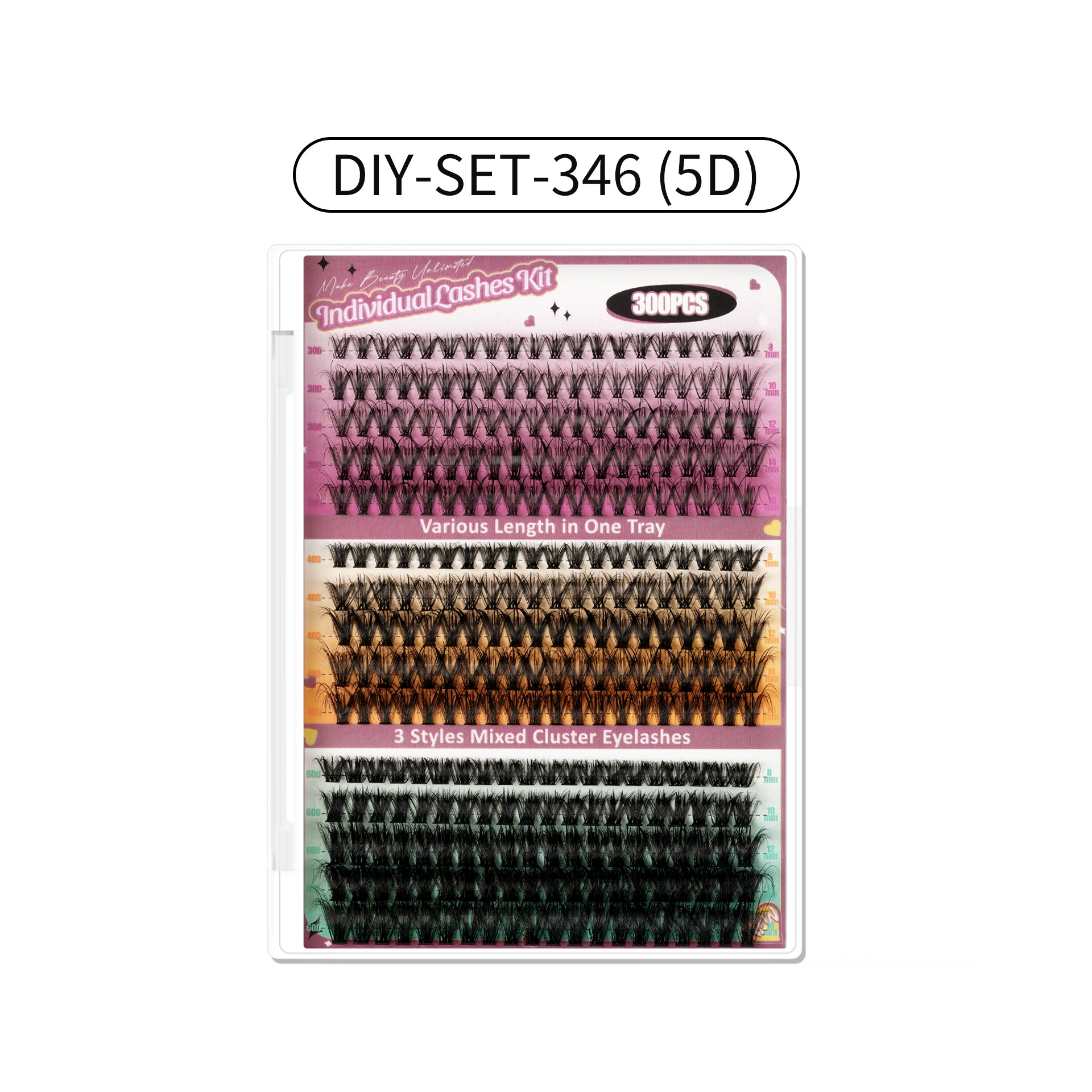 False Eyelash DIY Book, 640 pcs Clusters, 10D–40D Volume, Gift Box Kit