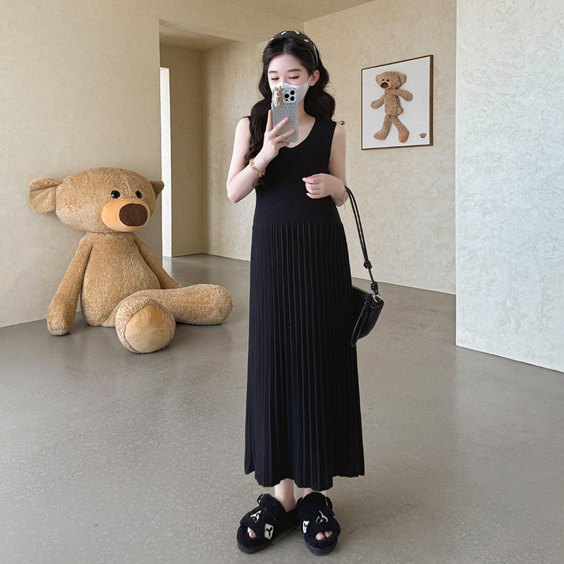 孕妇装秋冬季慵懒条纹开衫显瘦背心连衣裙孕妈设计感穿搭两件套装|undefined