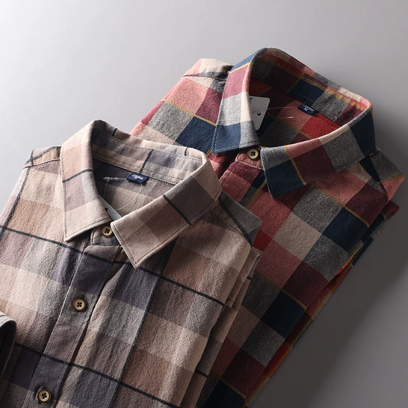 100% хлопковая клетчатая рубашка мужская с длинным рукавом весенне-осенняя тонкая дизайнерская нишевая Молодежная американская рубашка винтажный Топ