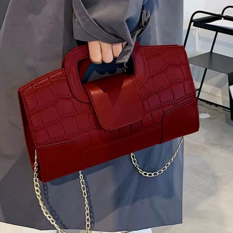 Chain Crossbody Bag, Shoulder Handbag, Women's Clutch Underarm Bag, Simple and Versatile, Casual, Women's Crocodile Pattern