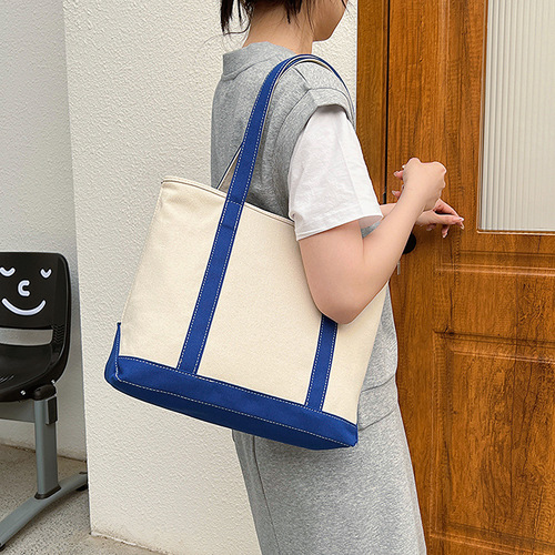 Simple Large Capacity Women's Bag 2024 New Korean Style Trendy Fashion Canvas Shoulder Bag Casual and Versatile Handheld Tote Bag