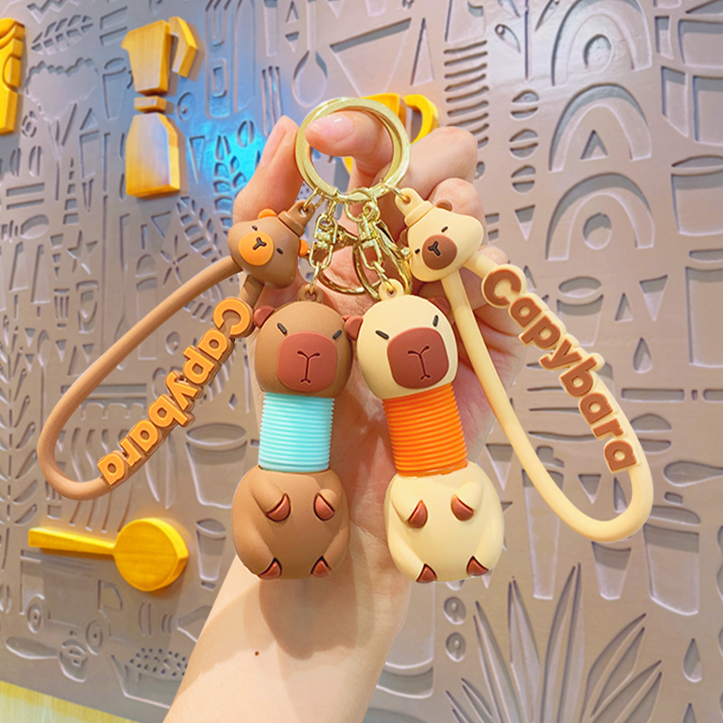 Creative Cartoon Doll Stretchable Neck Kabi Bala Keychain Internet Popular Cute Decompression Key Chain Bag Pendant