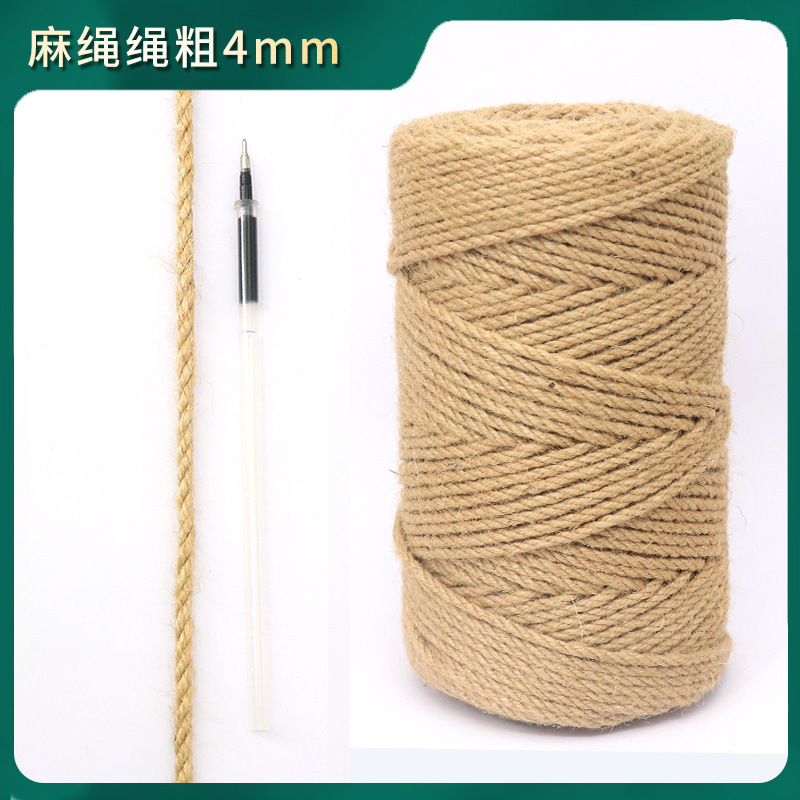 Cuerda de cáñamo gruesa para manualidades, decoración de jarrones, etiquetas, cuerda para atar, material para rascador de gatos de pared