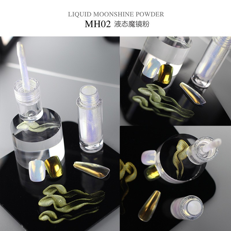 Nuevo arte de uñas de Venta caliente Aurora líquido polvo de espejo mágico polvo no volador líquido espejo de harina polvo de hadas arte de uñas líquido mágico