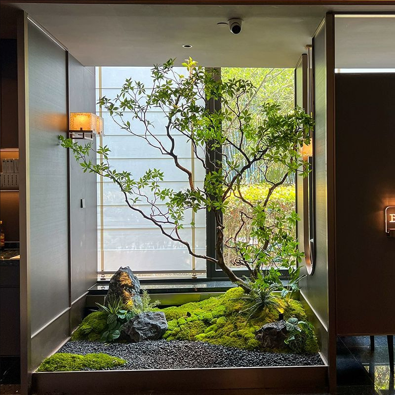 卸売馬酔った木製窓植物緑の植物造園屋内ソフト装飾シミュレーション装飾木大型人工木シンプルな風景|undefined