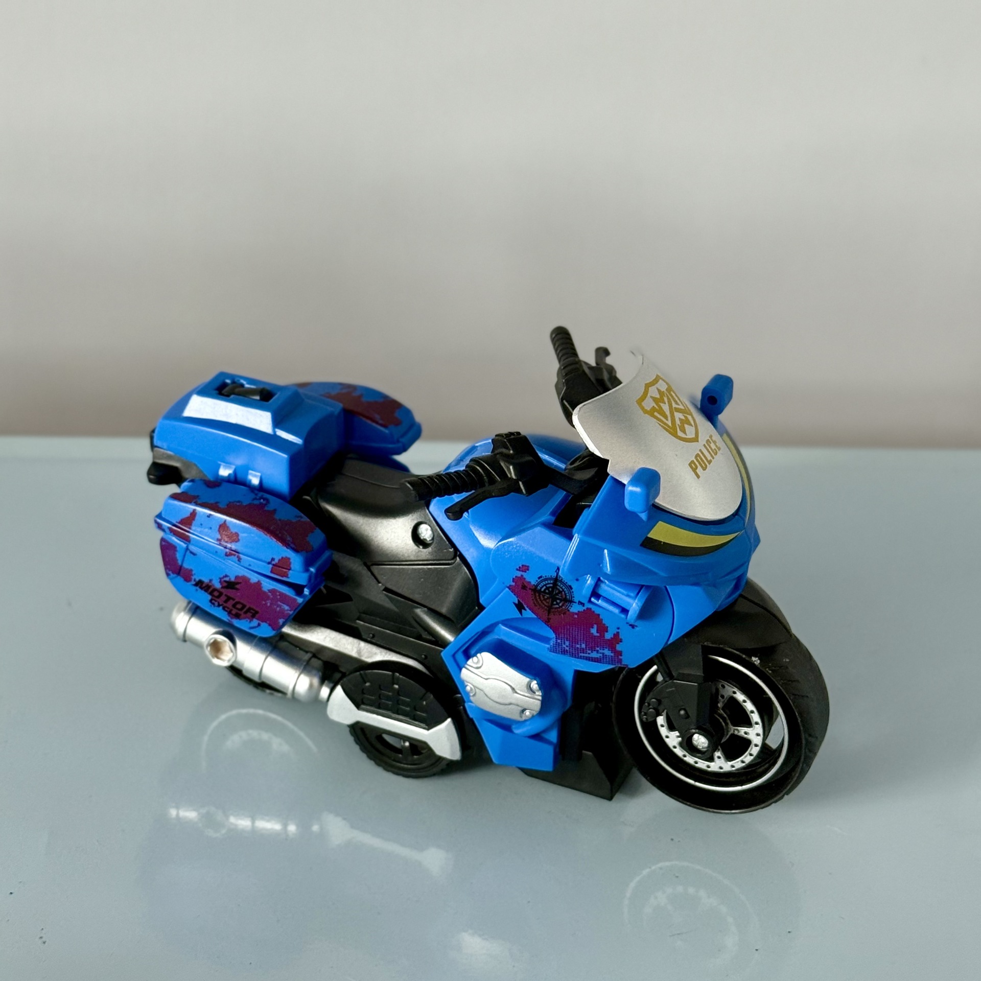 Modelo de coche de simulación motocicleta inercial para niños colisión deformable coche de policía especial juguete regalo al por mayor