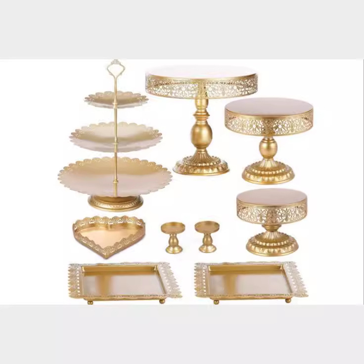 Platos de pastel de frutas de hierro forjado europeos postres de boda platos de platos fríos