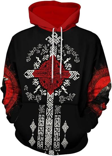 Sweat à capuche imprimé numérique 3D pour homme, avec transfert thermique et motif aigle tridimensionnel._voghion.com