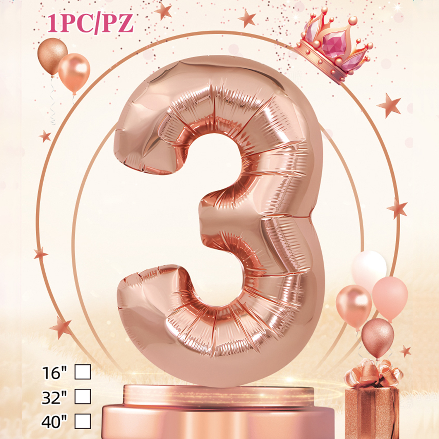 Embalaje de tarjeta de papel independiente digital de cumpleaños impreso en blanco de 32 pulgadas, decoración de fiesta de la versión estadounidense, película de aluminio, decoración de globos de papel de aluminio